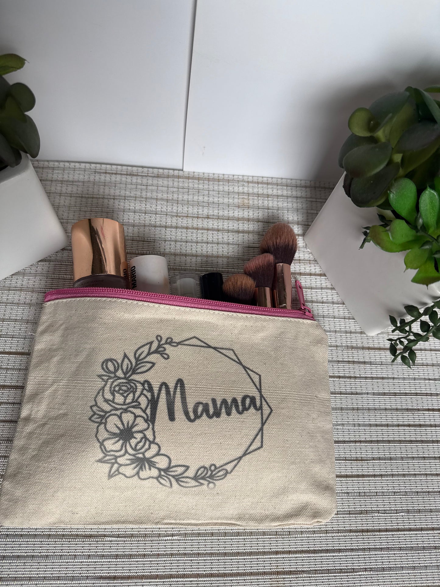 Floral Mama Canvas Makeup Bag