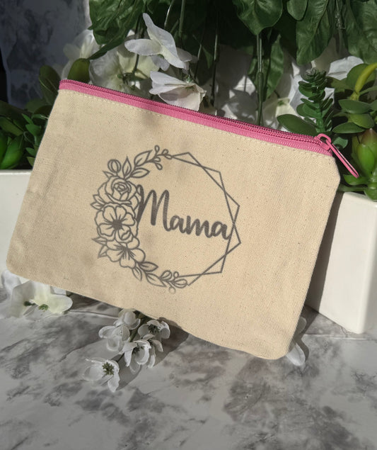 Floral Mama Canvas Makeup Bag