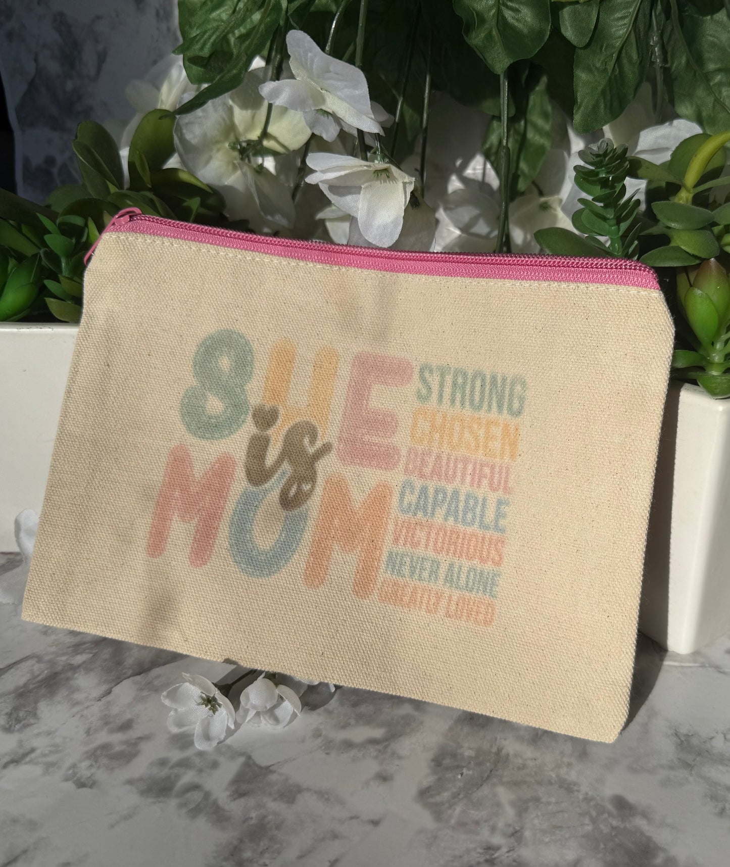 Beautiful Mom Affirmation Makeup Bag